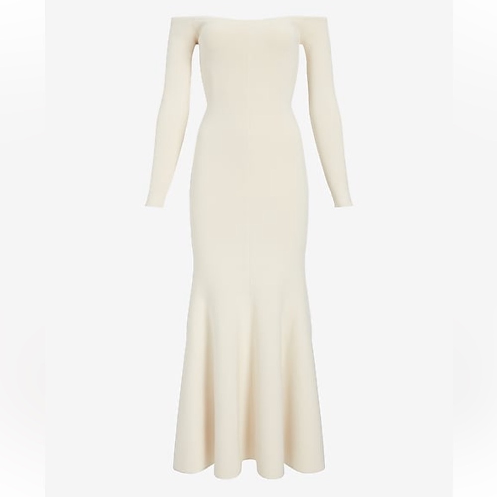 Express Bridal off the shoulder Sweater Maxi Dress - Picture 6 of 6